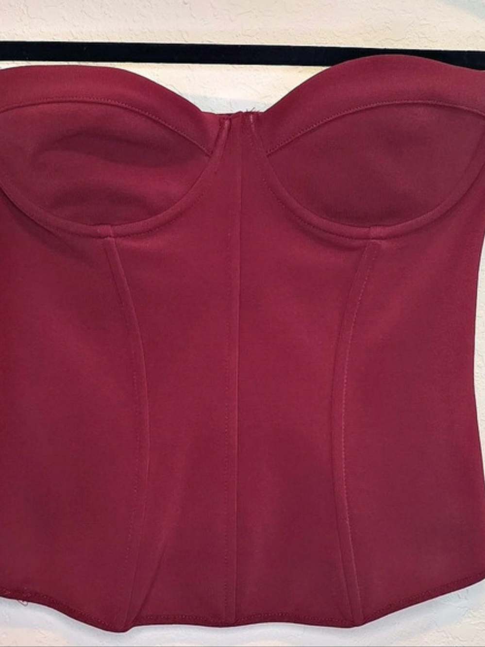 Zara Underwire Corset Top Burgundy Crop Top Size Medium NWT